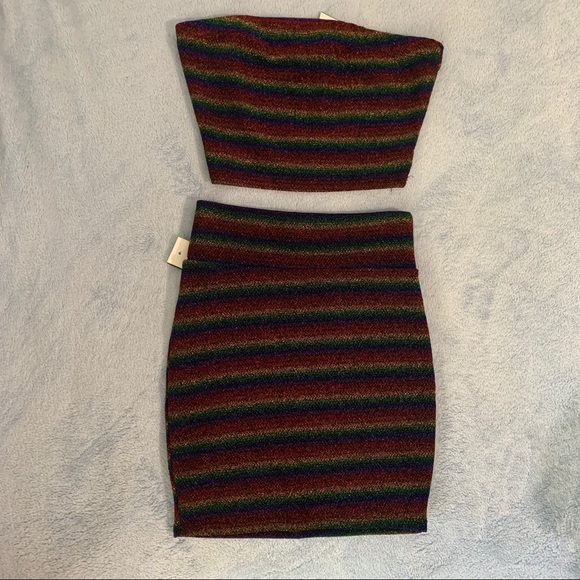 Papaya Dresses & Skirts - Rainbow Crop Top & High Waisted Skirt Set (NWT)